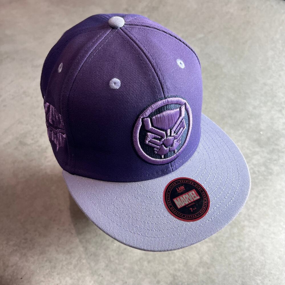 Black Panther Logo Patch Marvel Lids Exclusive Purple Fitted Cap Hat 7 3/8